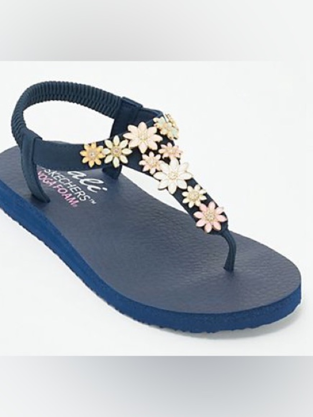 Skechers Navy Thong Sandal yoga foam Meditation - Happy Daisy